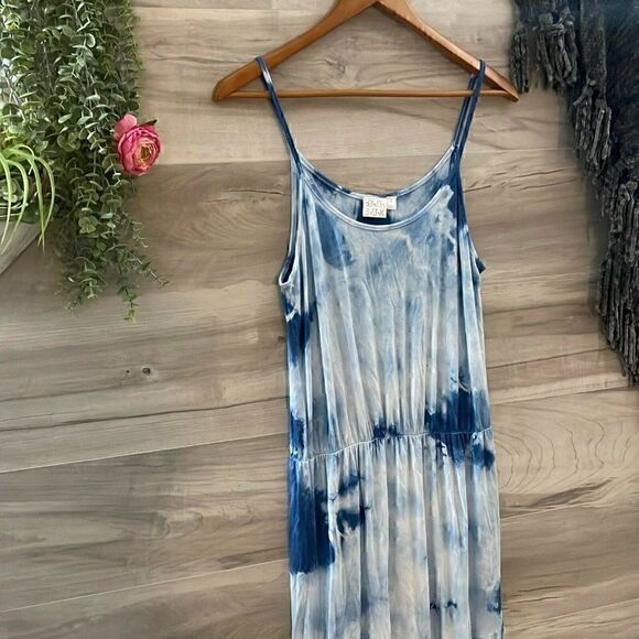 Beach Break Womens Blue Tie Dye Stretchy Sleeveless Casual Maxi Dress Size Small - Picture 2 of 7